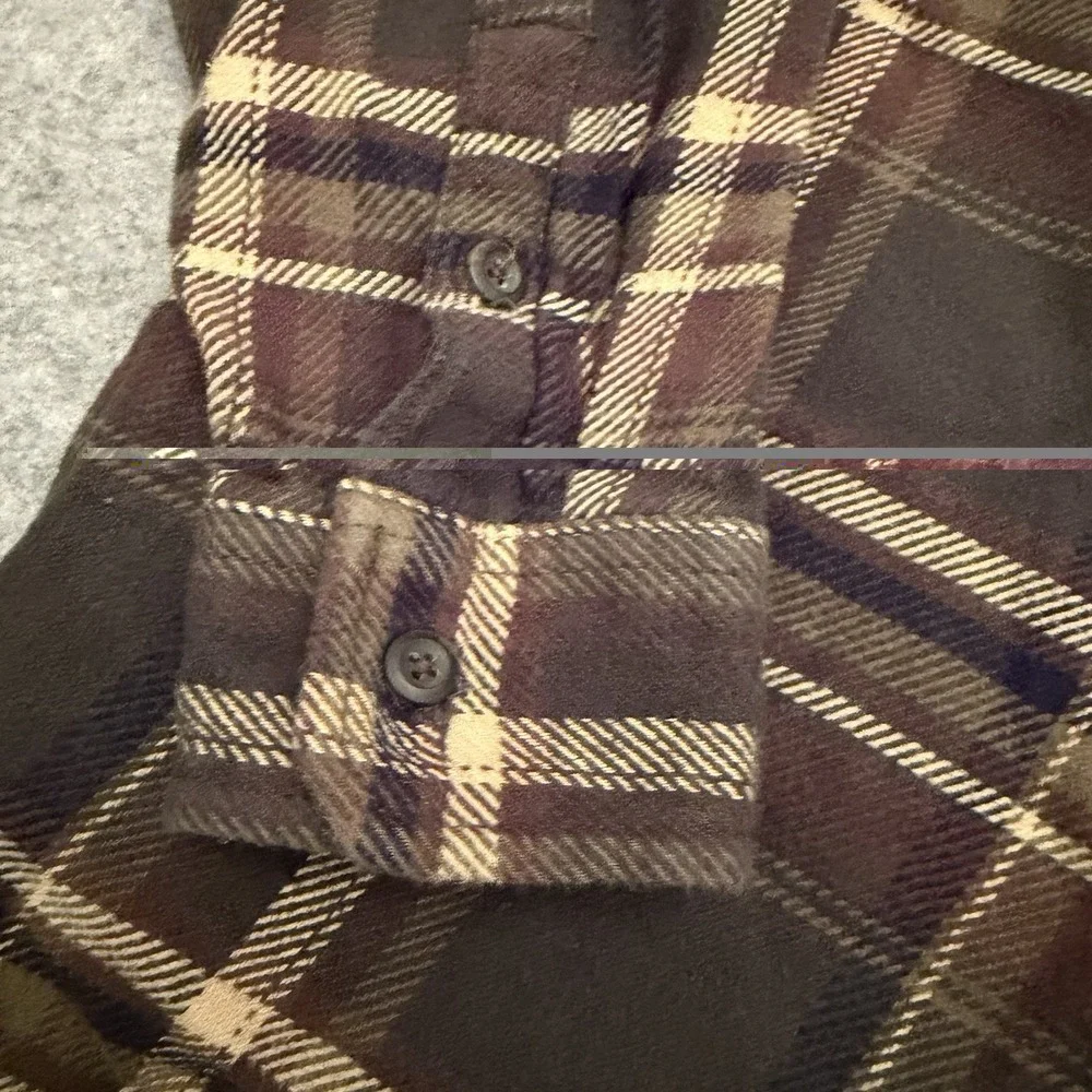 ORVIS Men's Heavy Weight Flannel Brown Plaid Pockets Outdoors Workwear XXL